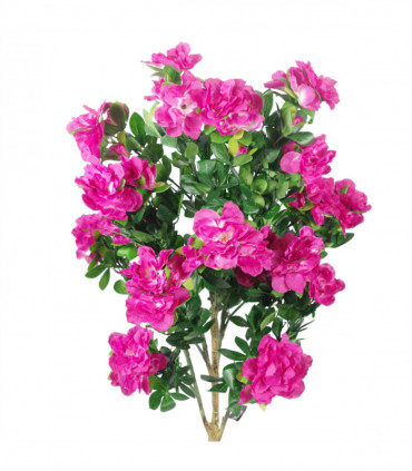 Artificial Azalea Pink Flowers Potted Plant 100cm with Copper Metal Planter