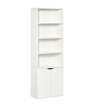 2 Door 4 Shelves Bookcase Wooden Storage Cabinet Display Unit White