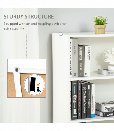 2 Door 4 Shelves Bookcase Wooden Storage Cabinet Display Unit White