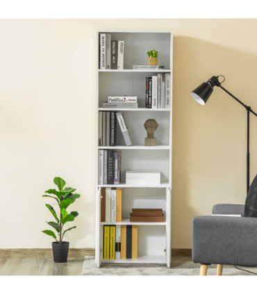 2 Door 4 Shelves Bookcase Wooden Storage Cabinet Display Unit White