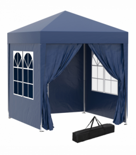 Garden Pop Up Gazebo Party Tent W/Carrying Case + 2 Walls 2 Windows Blue