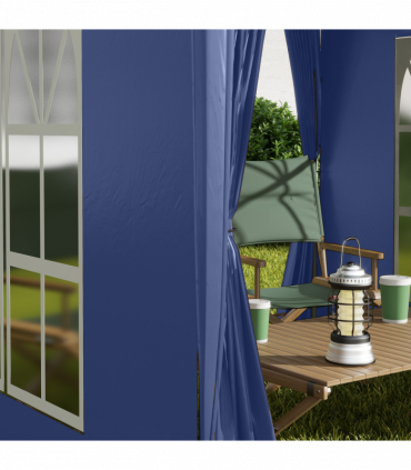 Garden Pop Up Gazebo Party Tent W/Carrying Case + 2 Walls 2 Windows Blue
