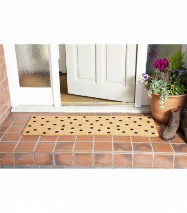 Astley Printed Totally Dotty PVC Backed Coir 40x120cm Natural Doormat