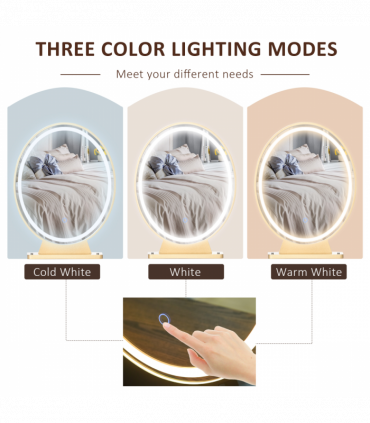 Dressing Table Set With LED Mirror & Stool 2 Drawers Makeup Desk