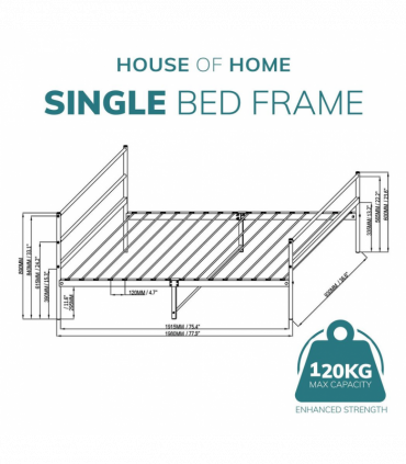 Extra Strong Single Metal Bed Frame In Black - Improved
