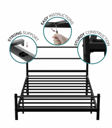 Extra Strong Single Metal Bed Frame In Black - Improved