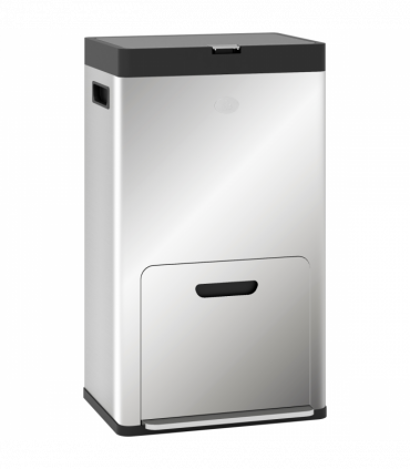 HOMCOM 3 Compartment Kitchen Bin, 56L Stainless Steel Pedal Bin with Wheels