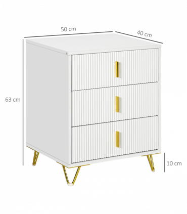 HOMCOM 3 Drawer Dresser, Chest of Drawers Storage Cabinet, White