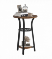 HOMCOM 3-Tier Small End Table Industrial 38 cm Round Side Table Rustic Brown