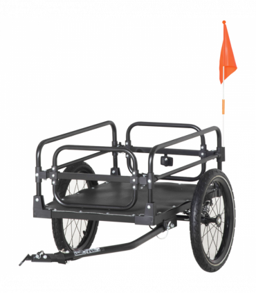 Bike Trailer HOMCOM Wagon Bicycle Cargo Trailer Suspension 2 Wheels Black