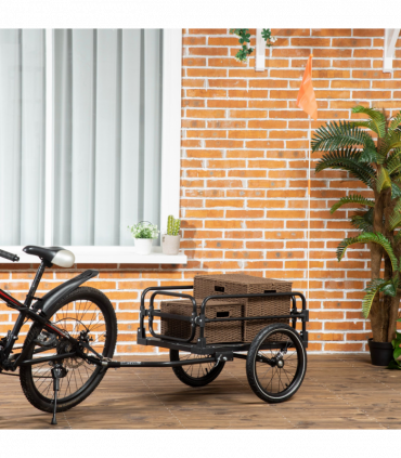 Bike Trailer HOMCOM Wagon Bicycle Cargo Trailer Suspension 2 Wheels Black