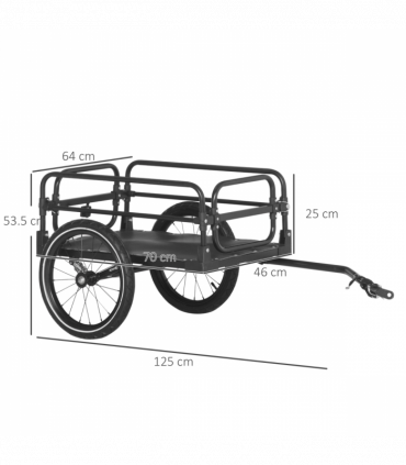 Bike Trailer HOMCOM Wagon Bicycle Cargo Trailer Suspension 2 Wheels Black