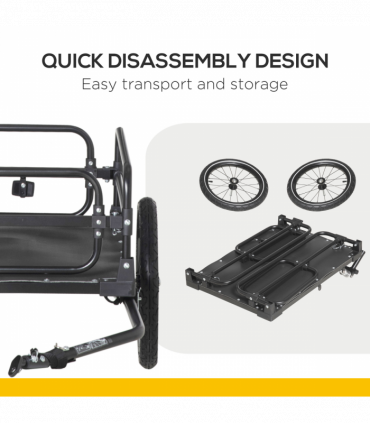Bike Trailer HOMCOM Wagon Bicycle Cargo Trailer Suspension 2 Wheels Black