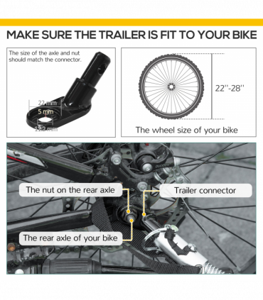 Bike Trailer HOMCOM Wagon Bicycle Cargo Trailer Suspension 2 Wheels Black