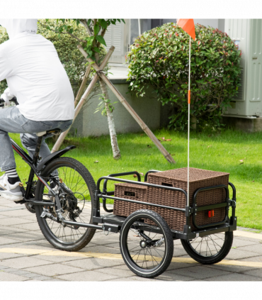 Bike Trailer HOMCOM Wagon Bicycle Cargo Trailer Suspension 2 Wheels Black