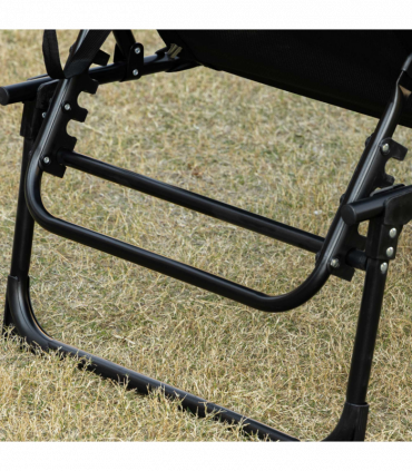 Lounger Folding Reclining Camping Bed 5-position Adjustable Black