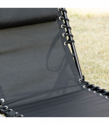 Lounger Folding Reclining Camping Bed 5-position Adjustable Black