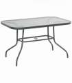 Metal Garden Dining Table Outdoor Patio w/ Glass, Umbrella Hole