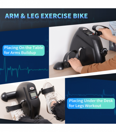 Mini Exercise Bike Portable Pedal Manual Machine Indoor Fitness Black HOMCOM