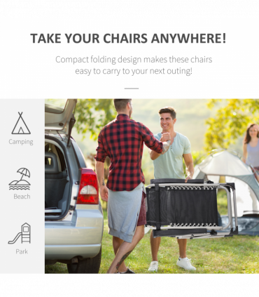 Outsunny 2 PCS Reclining Zero Gravity Chair Folding Lounger Cushion Light Grey