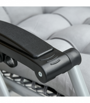 Outsunny 2 PCS Reclining Zero Gravity Chair Folding Lounger Cushion Light Grey