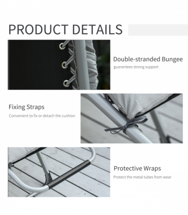 Outsunny 2 PCS Reclining Zero Gravity Chair Folding Lounger Cushion Light Grey