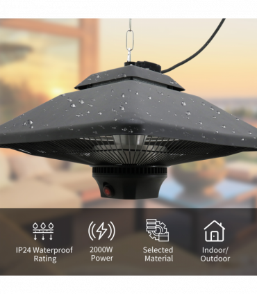 Outsunny 2kw Electric Heater LED Halogen Heating Hanging Light Outdoor Remote
