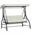Outsunny 3 Seater Canopy Swing Chair Porch Hammock Bed Rocking Bench Cream White