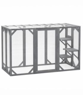 PawHut 71"Wooden Cat House with 3 Platforms, Large Door for Multiple Cats