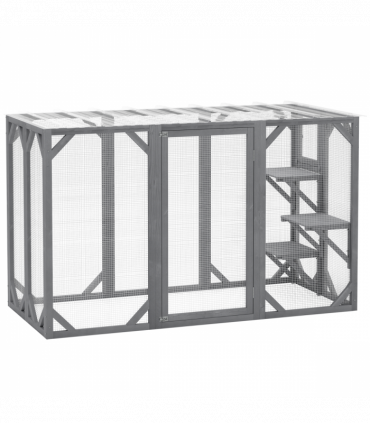 PawHut 71"Wooden Cat House with 3 Platforms, Large Door for Multiple Cats