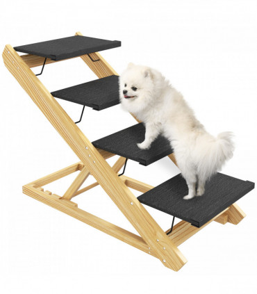 PawHut Dog Steps Dog Ramp, 4-Step Adjustable Height Pet Stairs for Large Dogs