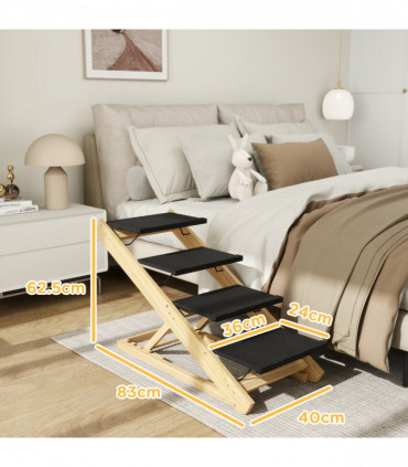 PawHut Dog Steps Dog Ramp, 4-Step Adjustable Height Pet Stairs for Large Dogs