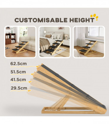 PawHut Dog Steps Dog Ramp, 4-Step Adjustable Height Pet Stairs for Large Dogs