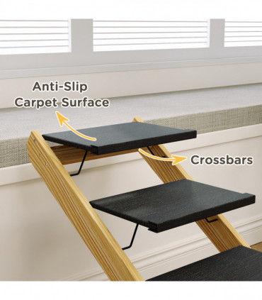 PawHut Dog Steps Dog Ramp, 4-Step Adjustable Height Pet Stairs for Large Dogs