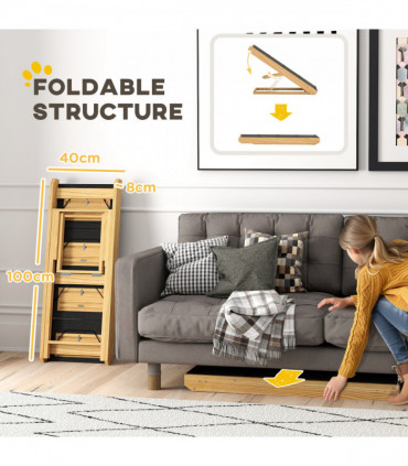 PawHut Dog Steps Dog Ramp, 4-Step Adjustable Height Pet Stairs for Large Dogs