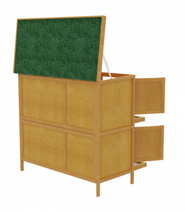 PawHut Double Decker Rabbit Hutch Bunny Cage Pet House Outdoor with Tray, Yellow