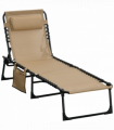 Portable Sun Lounger, Adjustable Backrest PillowBeige