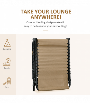 Portable Sun Lounger, Adjustable Backrest PillowBeige