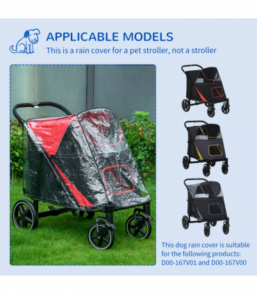Rain Cover for Dog Pram Stroller Buggy, for Large, Medium Dogs with Rear Entry