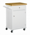 Rolling Kitchen Cart Storage Trolley with Drawer Towel Rail White