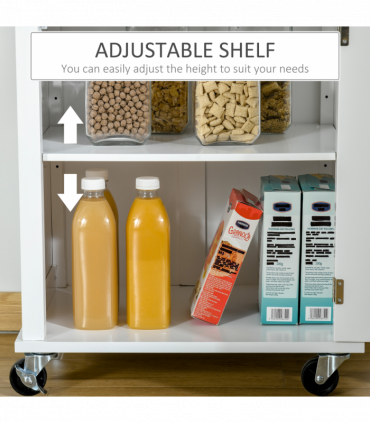 Rolling Kitchen Cart Storage Trolley with Drawer Towel Rail White