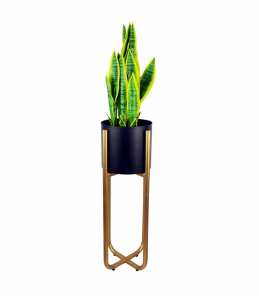 Tall Gold Stand with Iridescent Rainbow Metal Planter 62cm x 18cm