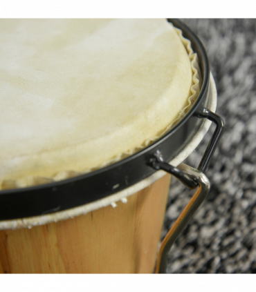 Wooden Bongo Drum Set w/ Sheepskin Drum Head 7.75" & 7" Tuning Wrench HOMCOM