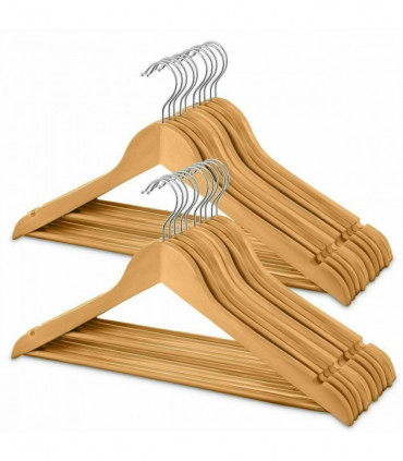 X20 WOODEN COAT HANGERS SUIT GARMENT CLOTHES