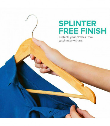 X20 WOODEN COAT HANGERS SUIT GARMENT CLOTHES