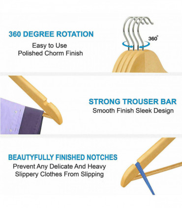 X20 WOODEN COAT HANGERS SUIT GARMENT CLOTHES