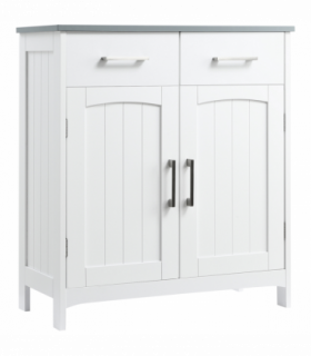 kleankin Freestanding Bathroom Cabinet with 2 Drawers 2 Doors Adjustable Shelf