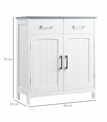 kleankin Freestanding Bathroom Cabinet with 2 Drawers 2 Doors Adjustable Shelf