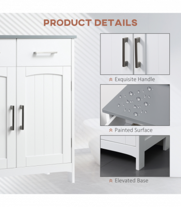 kleankin Freestanding Bathroom Cabinet with 2 Drawers 2 Doors Adjustable Shelf