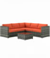 Outsunny 4 Pieces Rattan Garden Furniture Sofa Set with Coffee Table Orange